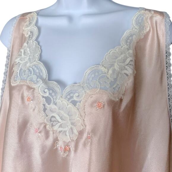 Vintage Barbizon Blush Satin Slip Dress Women's 2X Lace Trim Romantic Feminine - Picture 2 of 5